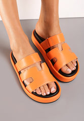 Cut-Out Design Slide Sandals -Orange