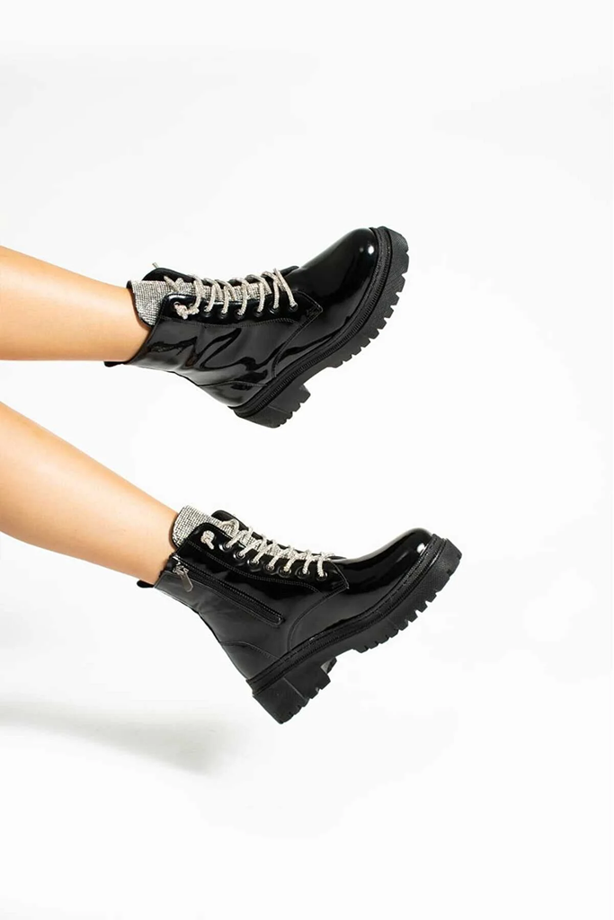 Adult: Ankle Boot with Rhinestone -Black