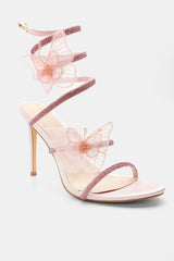 Satin Strappy Heels -Pink