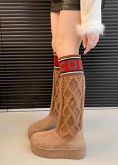 Cozy Knitted Leg Warmer Boots with Chunky Platform Sole