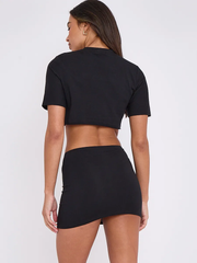 Paris Milano Crop Top & Skirt Co-ord Set -Black