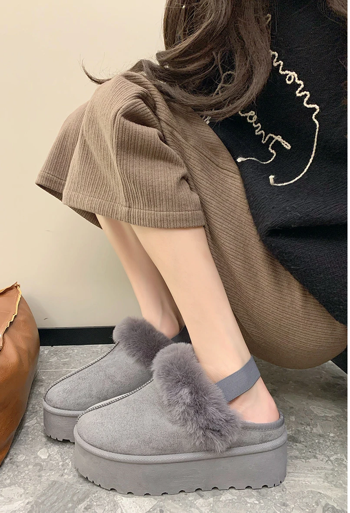 Fur-Lined Boots -Grey